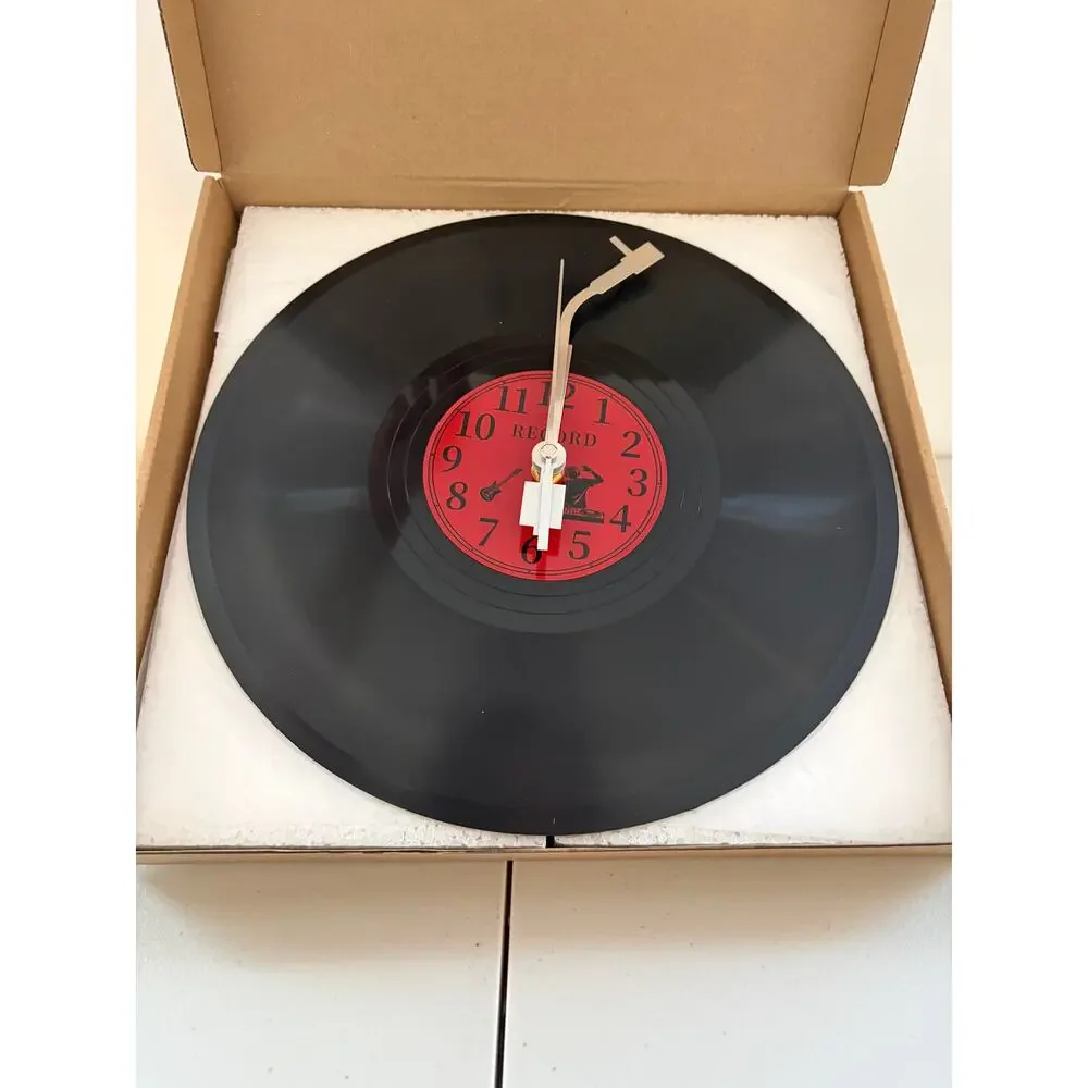 BLACK Vinyl Record Clock - 11.8
